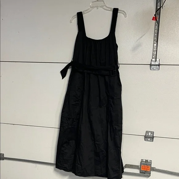 REISS WOMENS BLACK COTTON BELTED MIDI DRESS 6